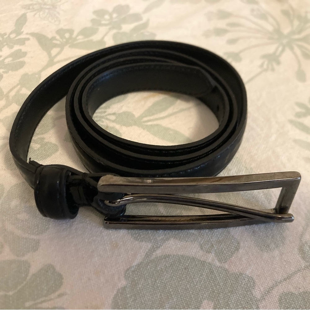 Skinny Leather Belt with Buckle